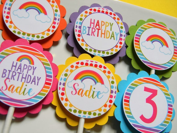 Rainbow Cupcake Toppers, Rainbow Cupcakes, Rainbow Party Decor