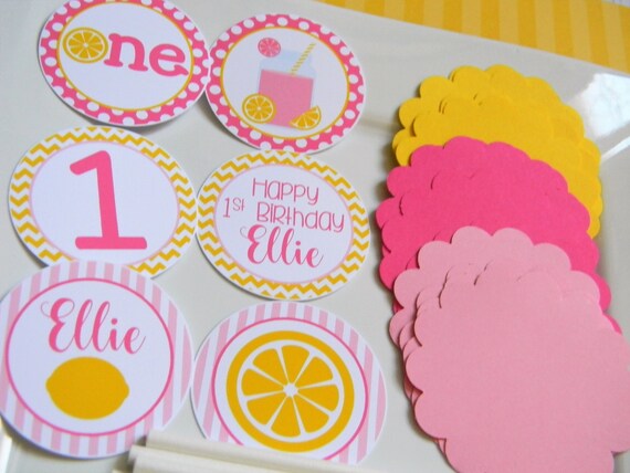 Lemonade DIY Cupcake Topper Kit, Pink Lemonade Cupcakes, DIY Party Decor