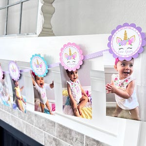 Unicorn Party 12 Month Photo Banner, Unicorn First Birthday Photo Banner, Baby&#39;s First Year