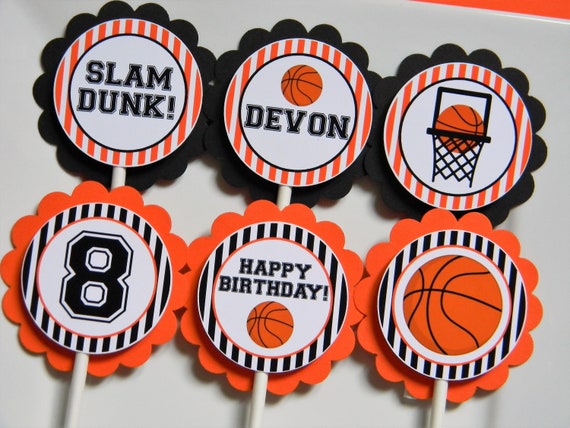 Basketball Party Cupcake Toppers, Basketball Cupcakes, Slam Dunk Party Decor