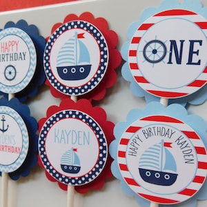 Nautical Cupcake Toppers, Sailboat Cupcakes, Nautical Party Decor