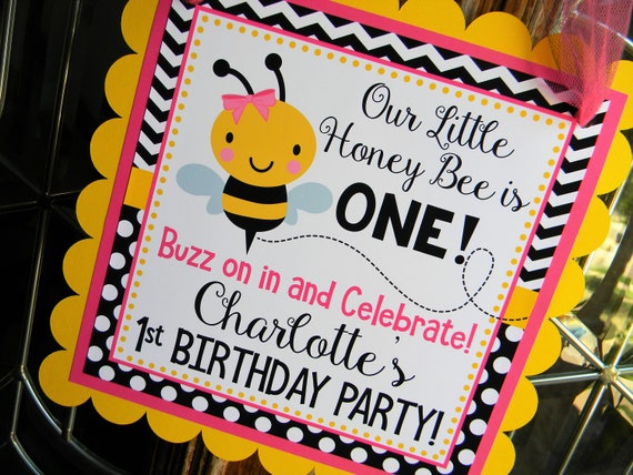 Bee Welcome Sign, Bumble Bee Party Decor, Bee Door Sign, Beeday Birthday Sign