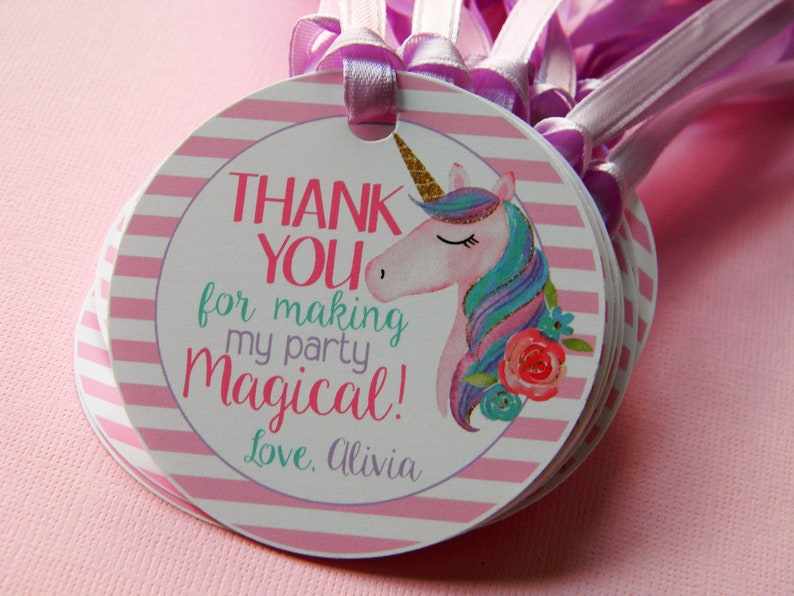 Unicorn 1st Birthday Unicorn Thank You Tags Unicorn Favor Tags