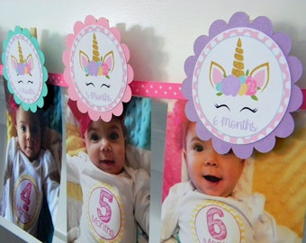 Unicorn Photo Banner, 1st Birthday, Newborn to 12 Months Banner