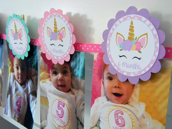 Unicorn Photo Banner, 1st Birthday, Newborn to 12 Months Banner Il_570xn