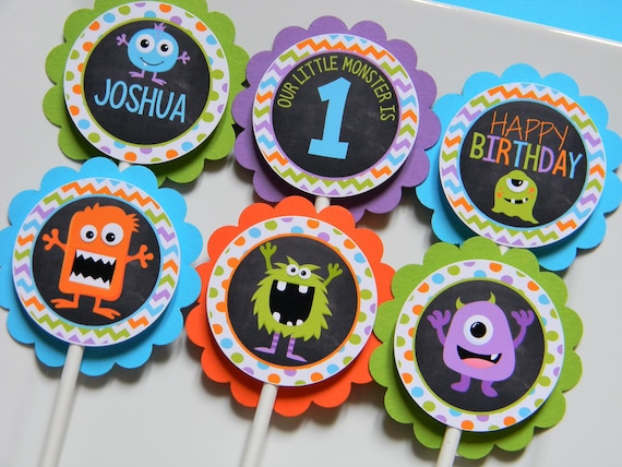 Monster Bash Cupcake Toppers, Monster Cupcakes, Little Monster Party Decor