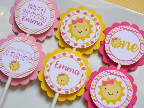 You Are My Sunshine Cupcake Toppers Sunshine Party Decorations Sunshine Party Supplies Sunshine Birthday Party Sunshine Party Set Of 12