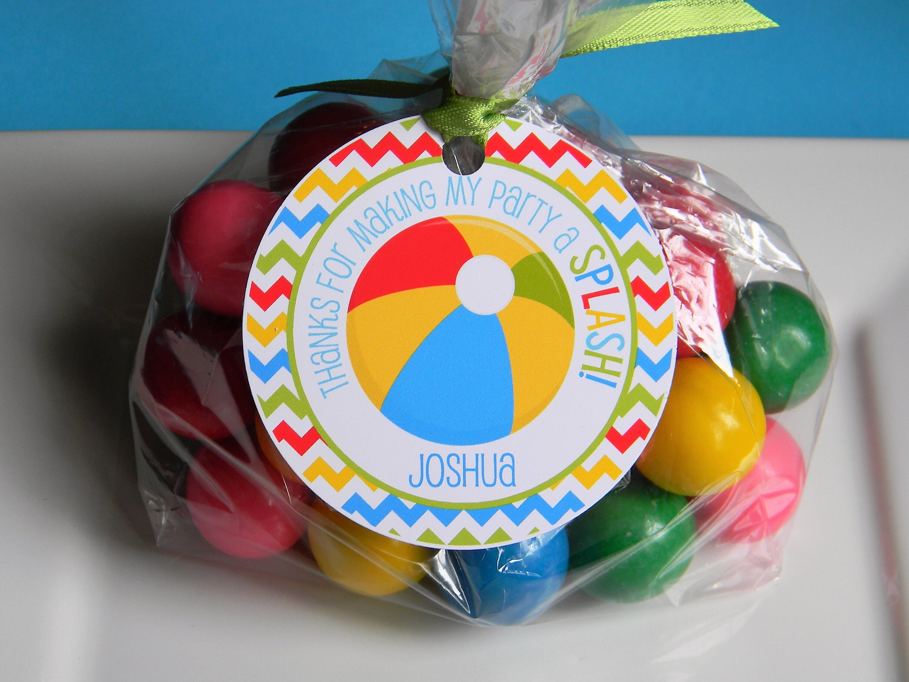 Beach Ball Personalized Favor Tags Beach Ball Thank You Tags