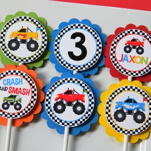 Personalized Monster Truck Cupcake Toppers: Party Decor