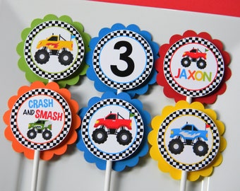 Monster Truck Party Cupcake Toppers, Monster Truck Cupcakes, Truck Party Decor