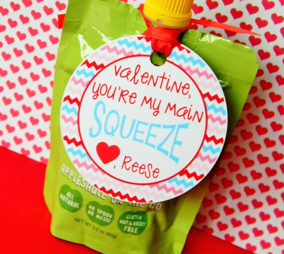 Applesauce Valentines Day Treat Tags, Classroom Valentines, Valentines for Kids, Valentines Day Cards, Non-Candy Valentines