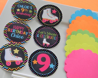 Neon Roller Skate DIY Cupcake Topper Kit, Roller Skate Cupcakes, DIY Party Decor