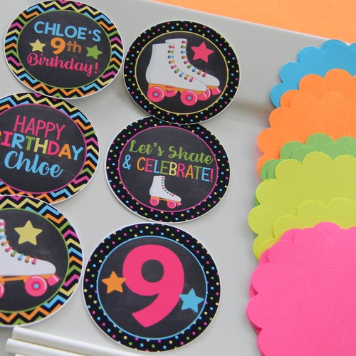 Neon Roller Skate DIY Cupcake Topper Kit Roller Skate Etsy