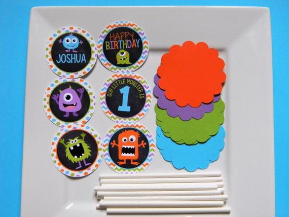 Monster DIY Cupcake Topper Kit, Monster Cupcakes, DIY Party Decor
