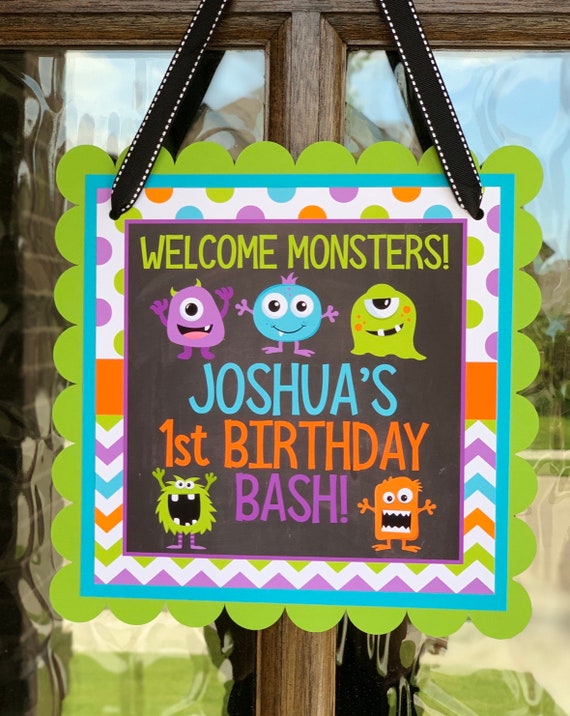 Monster Welcome Sign, Monster Bash Party Decor, Monster Door Sign, Little Monster Birthday Sign