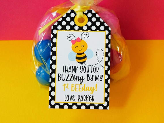 Bee Favor Tags, Beeday Thank You Tags, Girl Bumble Bee Birthday Party