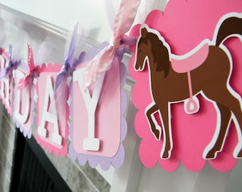 Horse Birthday Banner: Pink & Purple Party Decorations