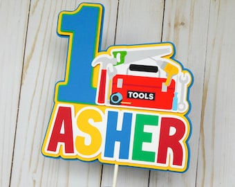 Tools Birthday Cake Topper - Personalized Handyman Party Decor