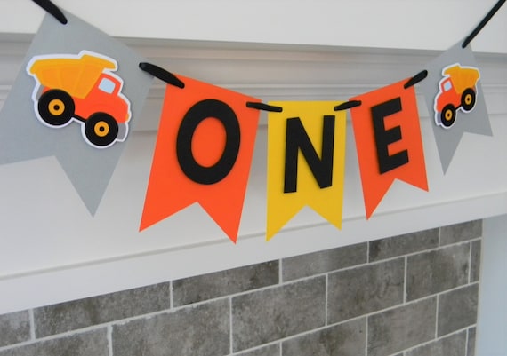 Construction High Chair Banner, Dump Truck Party Decor, Highchair Garland, Construction First Birthday