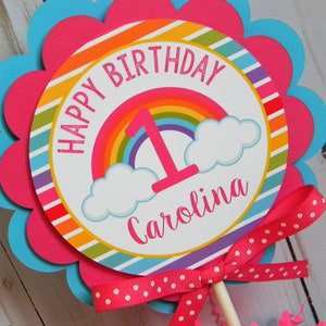 Rainbow Birthday Cake Topper: Personalized Party Decoration