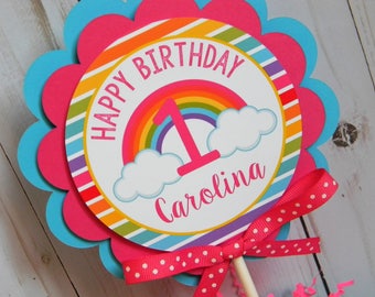 Rainbow Cake Topper, Custom Cake Topper, Rainbow Birthday Cake