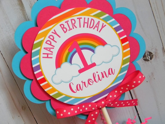 Rainbow Cake Topper, Custom Cake Topper, Rainbow Birthday Cake