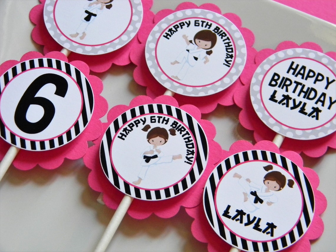Karate Cupcake Toppers Karate Cupcakes Girl Karate Party Etsy