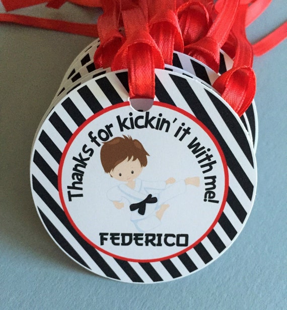 Karate Favor Tags, Karate Thank You Tags, Karate Birthday Party