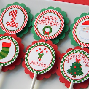 Christmas Party Cupcake Toppers, Christmas Cupcakes, Christmas 1st Birthday