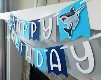 Shark Banner, Shark Party Decor, Shark Birthday, Shark Party Banner