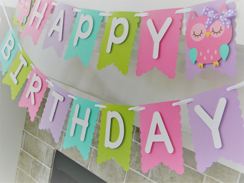 Pennant Banner Owl Banner Owl Party Decorations Owl Happy Birthday Banner