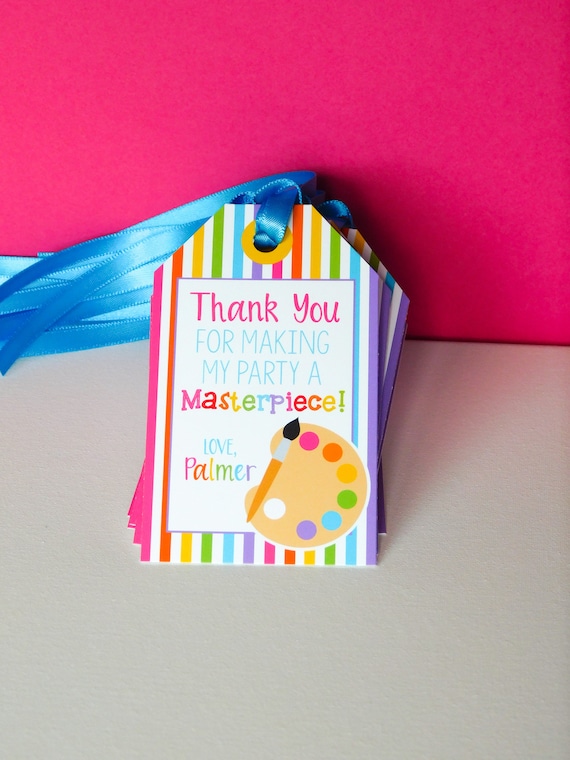 Art Party Favor Tags, Art Thank You Tags, Painting Birthday