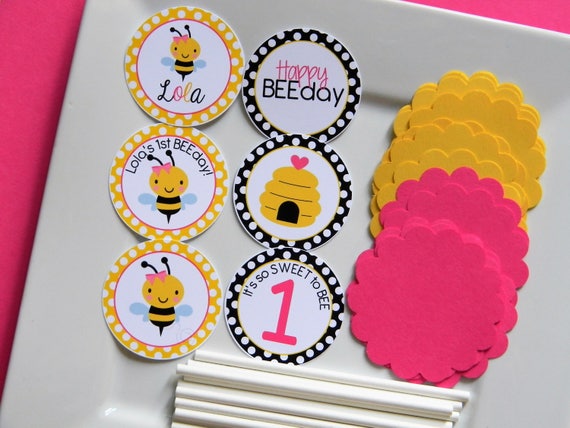 Bee DIY Cupcake Topper Kit, Beeday Cupcakes, DIY Party Decor