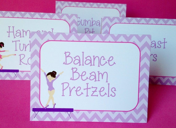 Printed And Shipped Gymnastics Party Food Labels Gymnastics Etsy