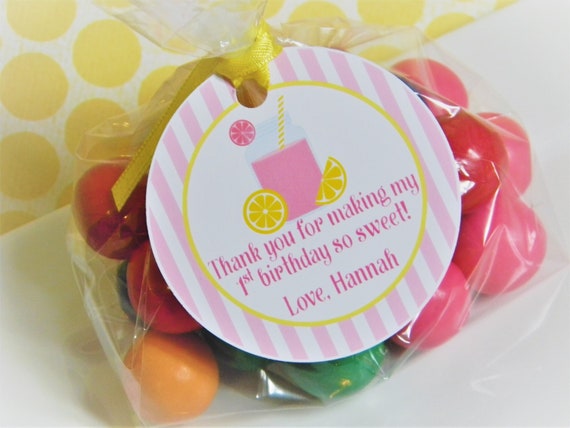 Lemonade Favor Tags, Lemonade Thank You Tags, Pink Lemonade 1st Birthday