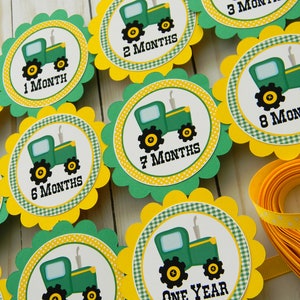 Tractor Party 12 Month Photo Banner, Tractor First Birthday Photo Banner, Baby&#39;s First Year