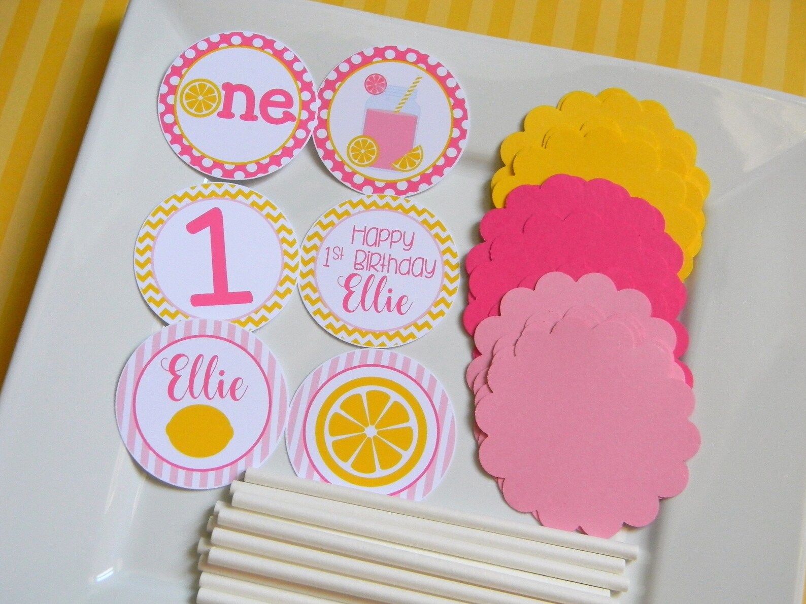 Lemonade DIY Cupcake Topper Kit Pink Lemonade Cupcakes DIY Etsy