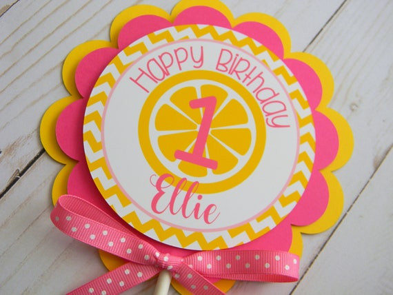 Lemonade Cake Topper, Custom Topper, Pink Lemonade First Birthday