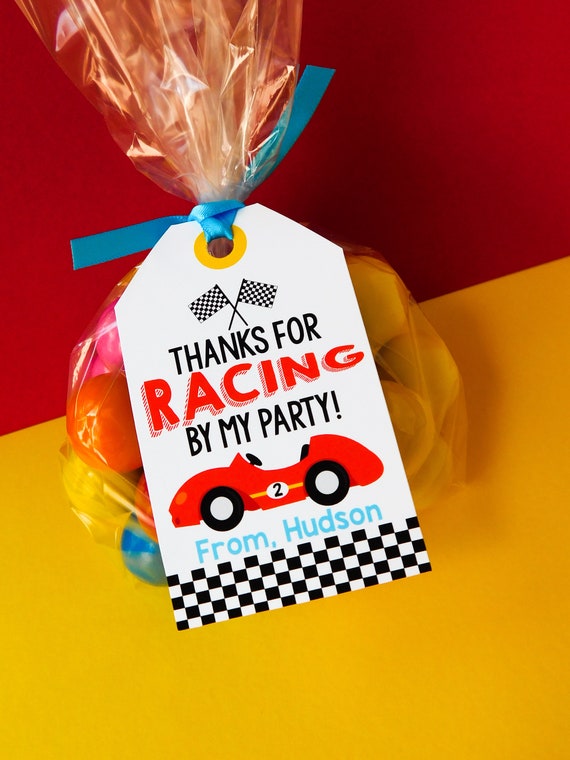 Race Car Favor Tags, Racecar Thank You Tags, Racing Birthday Party
