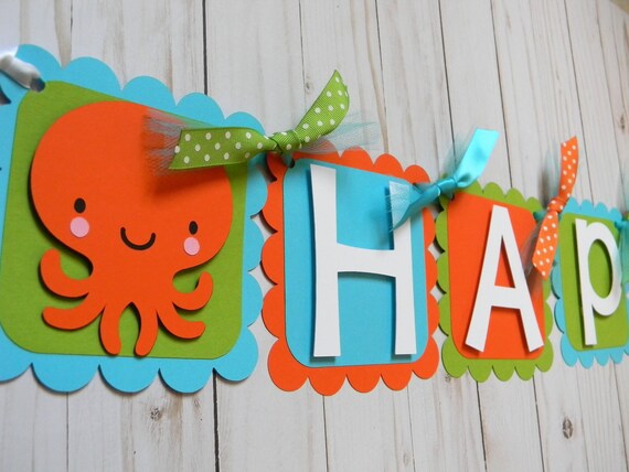 Under the Sea Banner, Happy Birthday Banner, Under the Sea Party Decorations