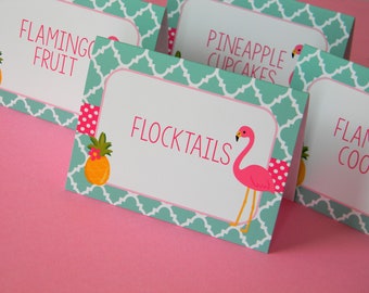 Flamingo Food Labels, Flamingo Food Tents, Pink Flamingo Party