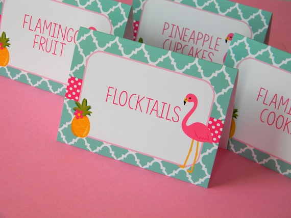 Flamingo Food Labels, Flamingo Food Tents, Pink Flamingo Party