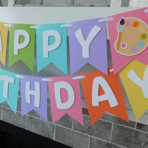 Pastel Art Party Banner: Painting Birthday Supplies – Custom Kids Art Theme Decorations image 4