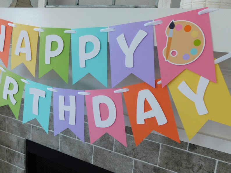 Pastel Art Party Banner: Painting Birthday Supplies – Custom Kids Art Theme Decorations image 4