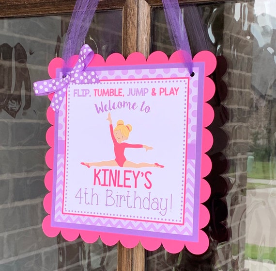 Gymnastics Door Sign Gymnastics Party Decorations Gymnastics Etsy