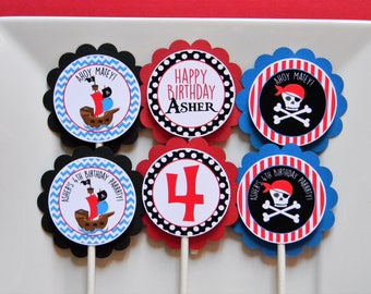 Personalized Pirate Cupcake Toppers: Birthday Party Decor
