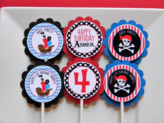 Pirate Party Cupcake Toppers, Pirate Cupcakes, Pirate Party Decor