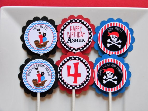 Pirate Cupcake Toppers, Pirate Cupcakes, Pirate Party Decor Il_570xn