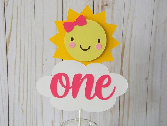 Sunshine Cake Topper, Custom Cake Topper, Pink Sunshine Birthday Cake