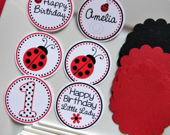 Ladybug DIY Cupcake Topper Kit, Ladybug Cupcakes, DIY Party Decor